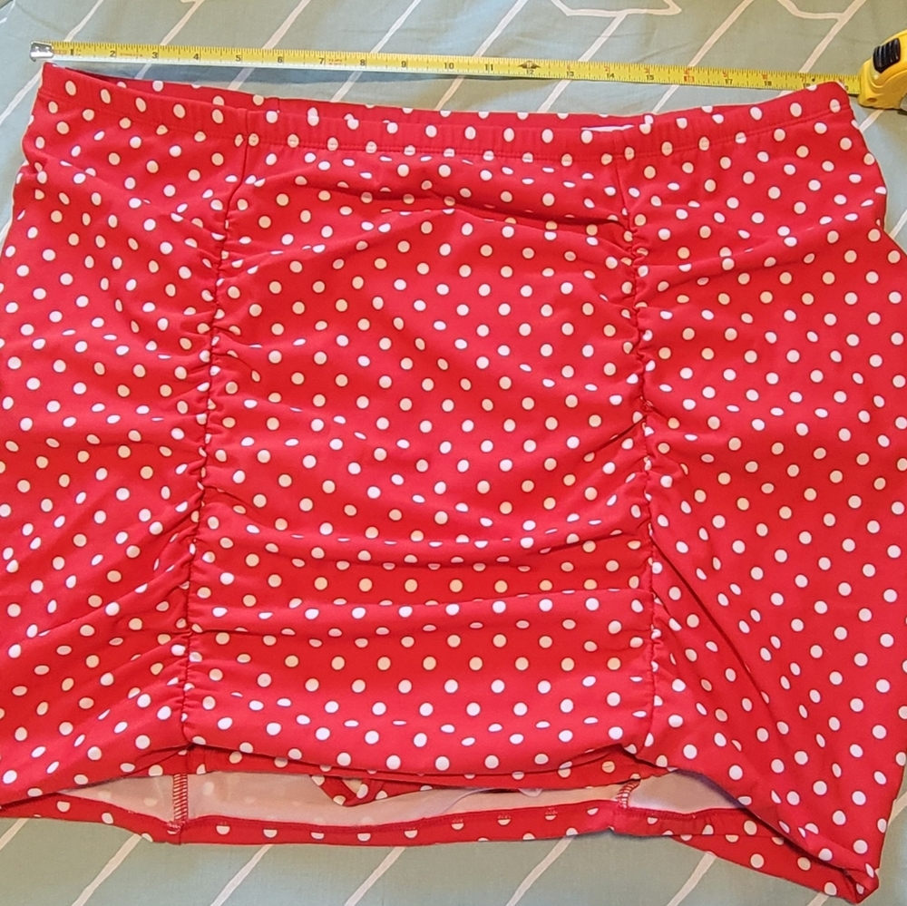 Torrid 3, swim skirt, red, white polka-dots